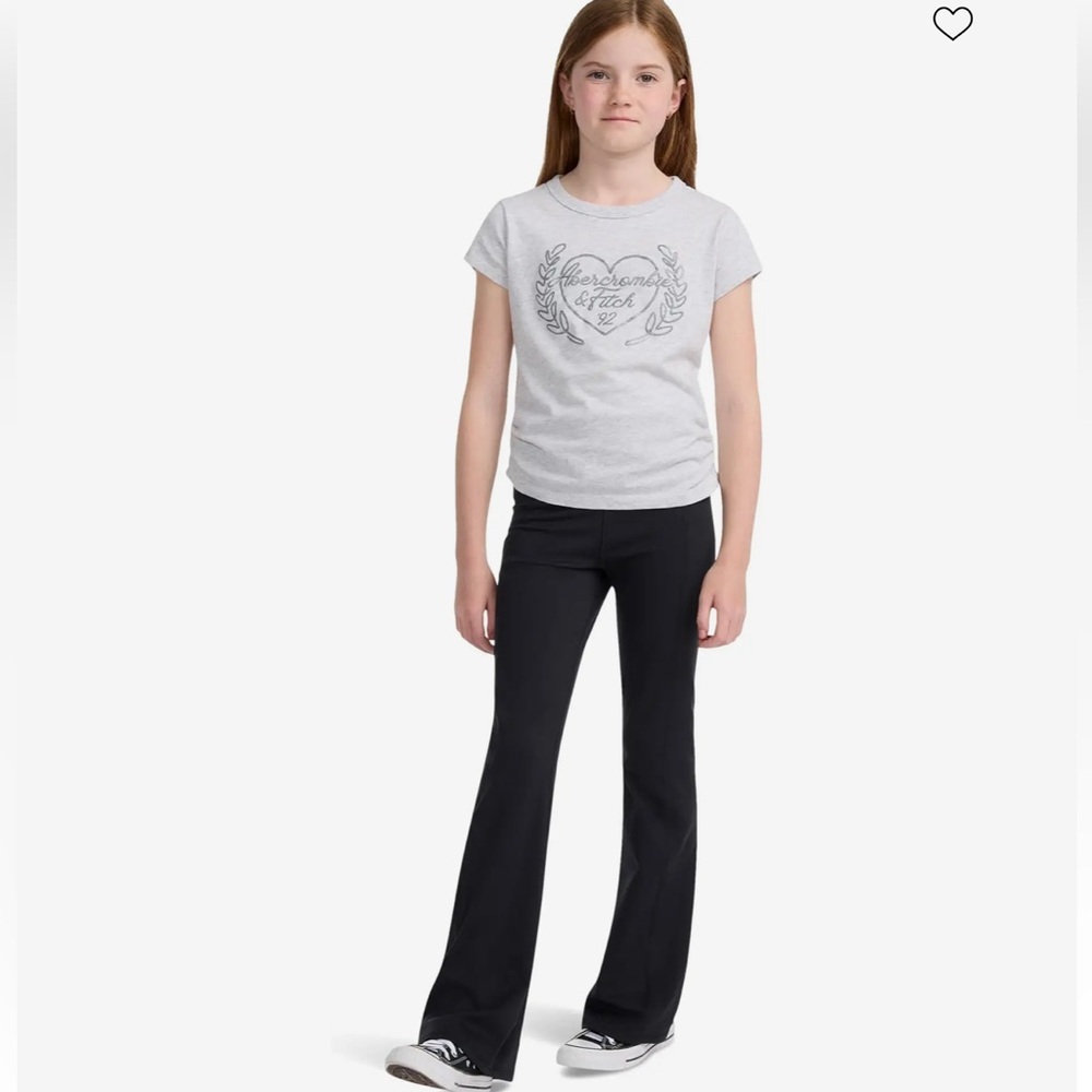 Abercrombie & Fitch Kids YBP Ribbed Flare Split Hem Leggings 15/16 Black Classic